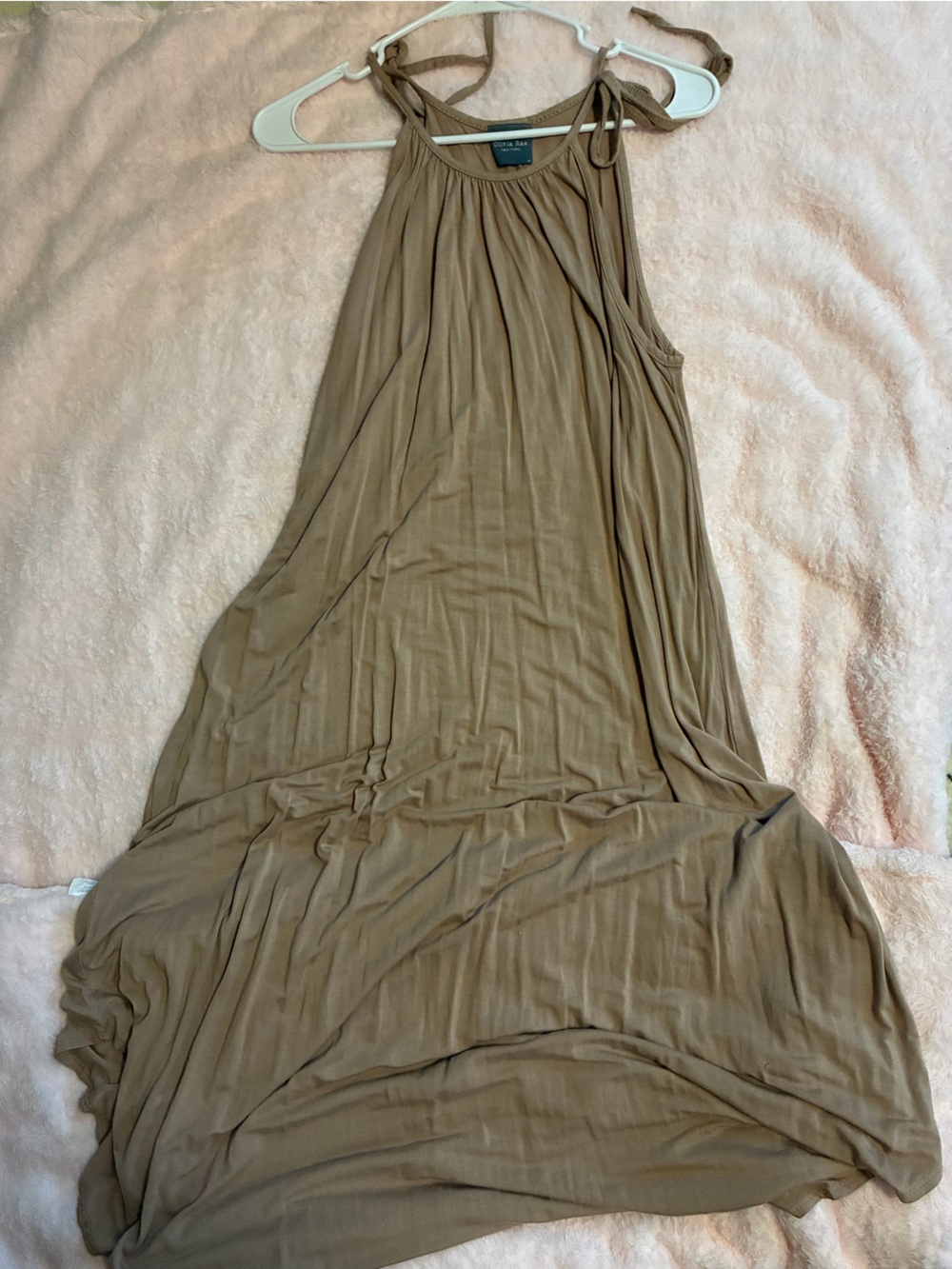 Olivia Rae Taupe Halter Maxi Dress